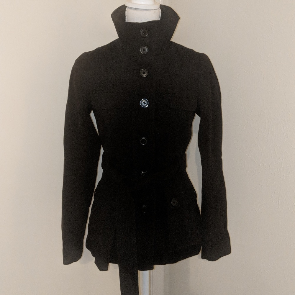 NWOT H&M Black Funnel Neck Coat